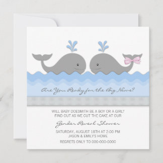 Cute Baby Whale Gender Reveal Invitation