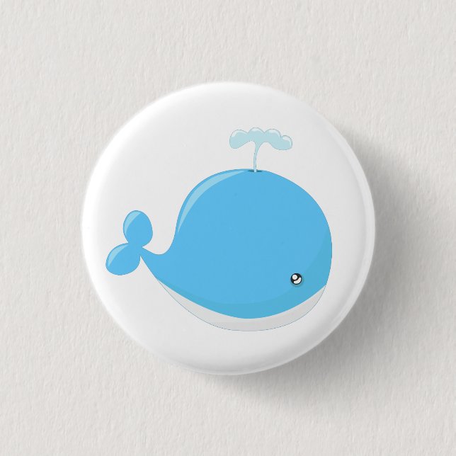Cute baby whale kawaii cartoon kids 3 cm round badge (Front)