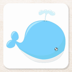 Cute baby whale kawaii cartoon kids square paper coaster