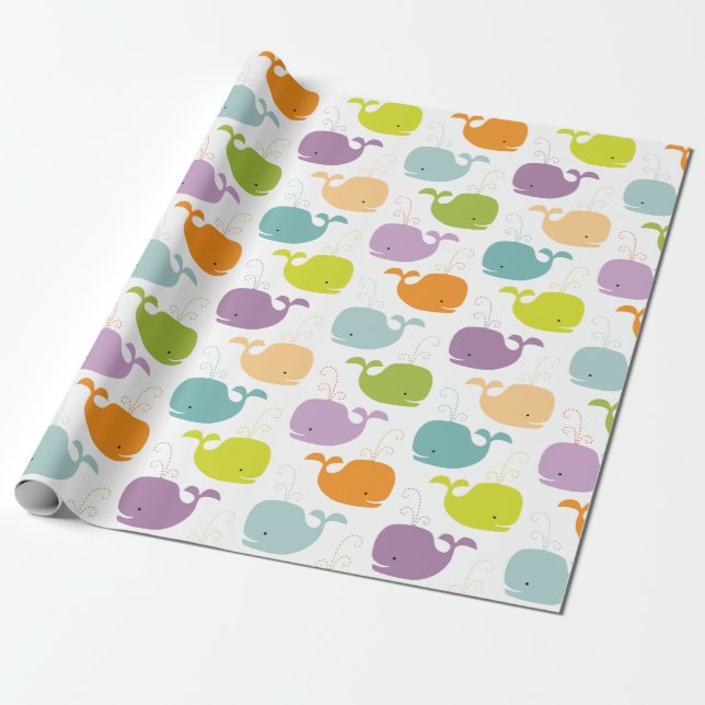 Cute Baby Whales Wrapping Paper (Unrolled)
