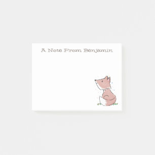 Cute baby whimsical fox illustration post-it notes