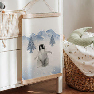 Cute Baby Winter Penguin Nursery Wall Decor Hanging Tapestry