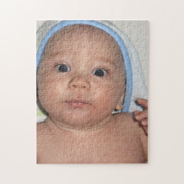 Cute Baby with Hooded Towel Photo Jigsaw Puzzle (Vertical)
