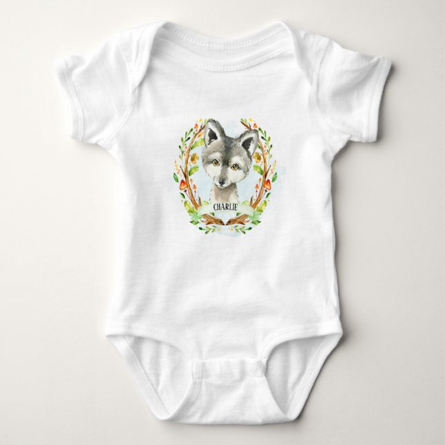 Cute Baby Wolf  Bodysuit (Front)