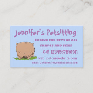 Cute baby wombat cartoon illustration business card