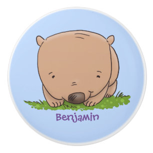 Cute baby wombat cartoon illustration ceramic knob