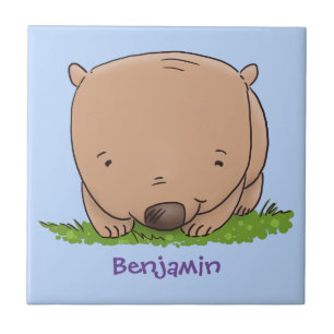 Cute baby wombat cartoon illustration ceramic tile