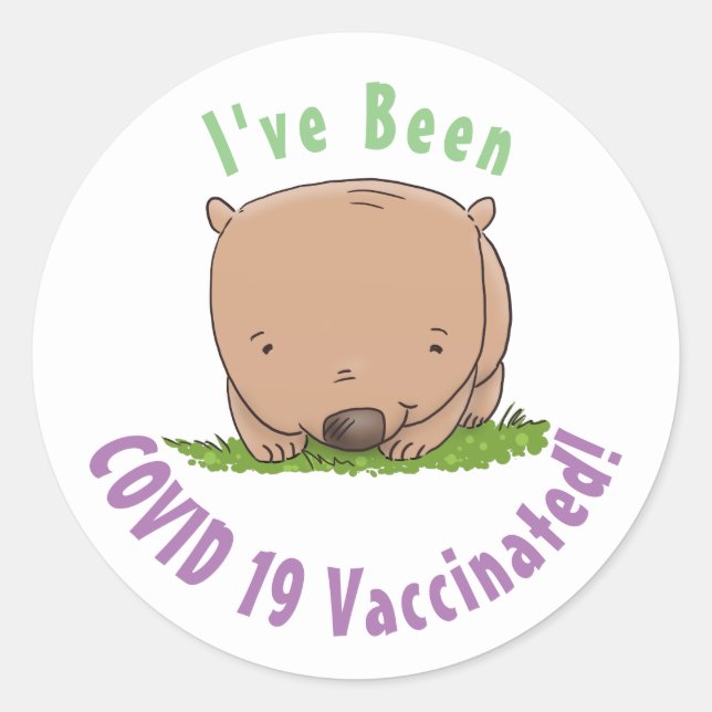 Cute baby wombat cartoon illustration classic round sticker (Front)