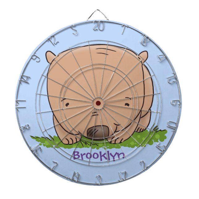 Cute baby wombat cartoon illustration dartboard (Front)