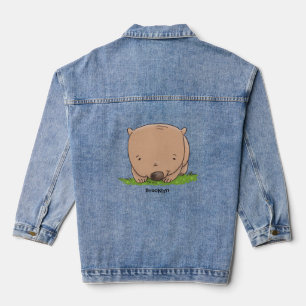 Cute baby wombat cartoon illustration denim jacket