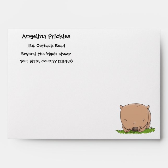 Cute baby wombat cartoon illustration envelope (Front)