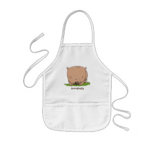 Cute baby wombat cartoon illustration kids apron