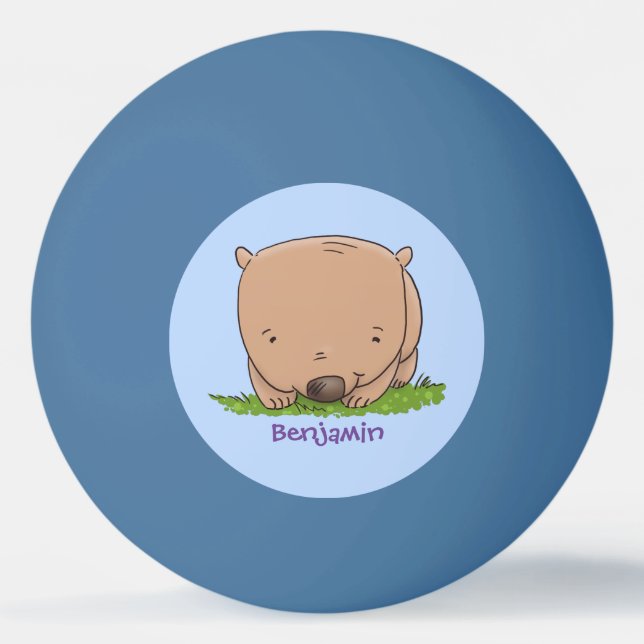 Cute baby wombat cartoon illustration  ping pong ball (Front)