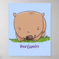 Cute baby wombat cartoon illustration