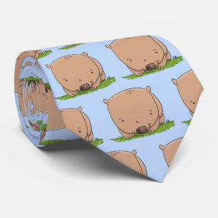 Cute baby wombat cartoon illustration tie