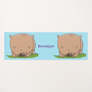 Cute baby wombat cartoon illustration yoga mat