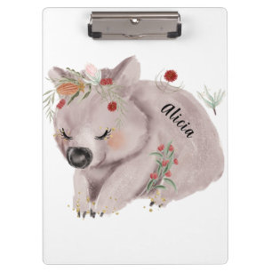 Cute Baby Wombat Gold Speckle Custom Clipboard