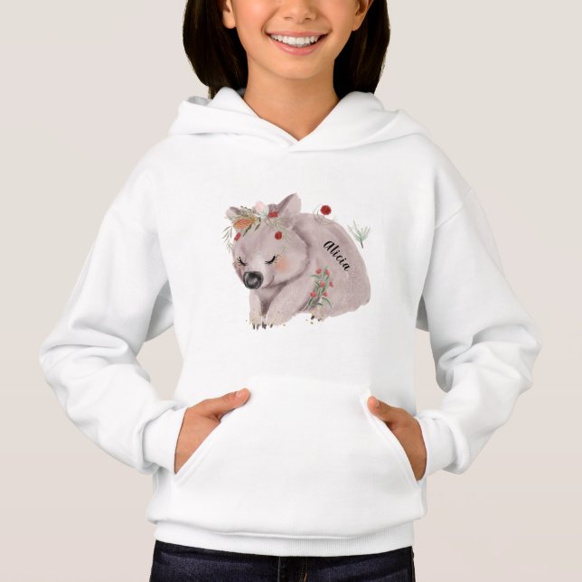Cute Baby Wombat Gold Speckle Custom Name (Front)