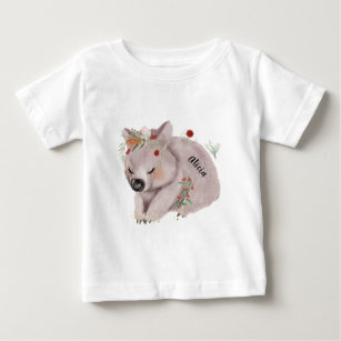 Cute Baby Wombat Gold Speckle Custom Name Baby T-Shirt