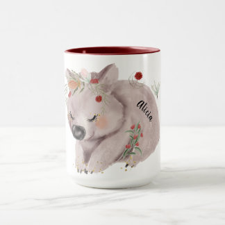 Cute Baby Wombat Gold Speckle Custom Name Mug
