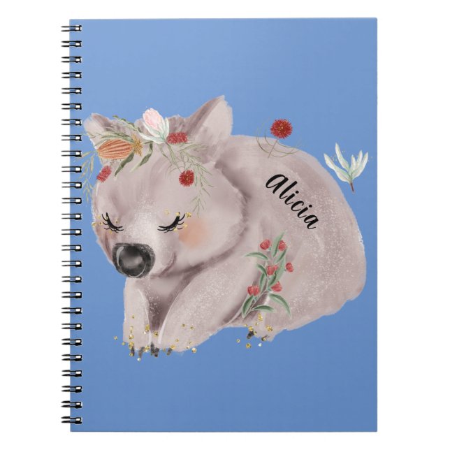 Cute Baby Wombat Gold Speckle Custom Notebook (Front)