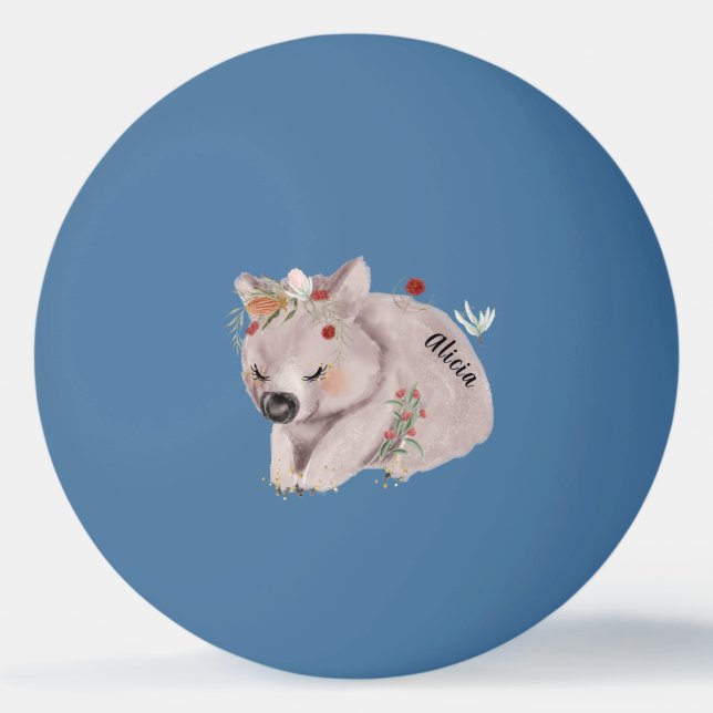 Cute Baby Wombat Gold Speckle CustomPing Pong Ball (Front)
