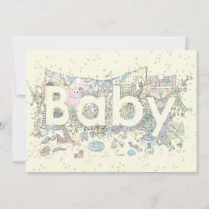 Cute Baby Word Art Pastel Colours Gender Neutral