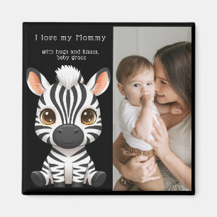 Cute Baby Zebra Art, Child's Name & Message photo Magnet