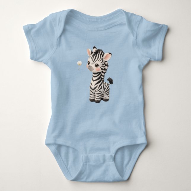 Cute Baby Zebra Bodysuit – Kawaii Safari Animal Ba (Front)