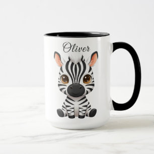 Cute Baby Zebra Cartoon, Personalise Child's Name Mug