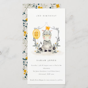 Cute Baby Zebra Foliage Any Age Birthday Invite