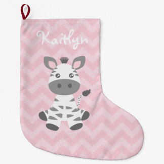 Cute Baby Zebra Large Christmas Stocking