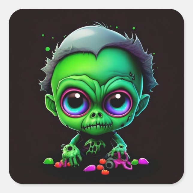 Cute Baby Zombie Square Sticker (Front)