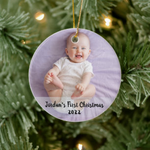 Cute baby's 1st birthday christmas ceramic ornament