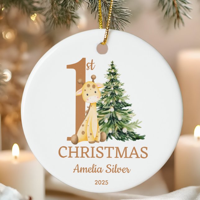 Cute Baby's 1st Christmas Personalised Ceramic Ornament (Creator Uploaded)