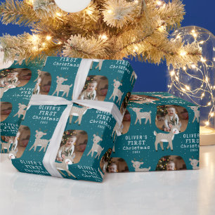 Cute Baby's 1st Christmas Photo Reindeer Wrapping Paper