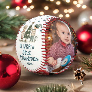 Cute Baby's 1st Christmas Tree Drawing 2 Photos Baseball