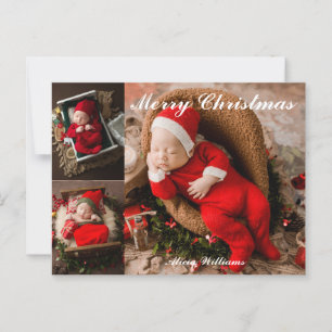 Cute Baby's First Christmas 3 Photo Collage Postcard