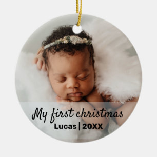 Cute baby's first christmas  ceramic ornament