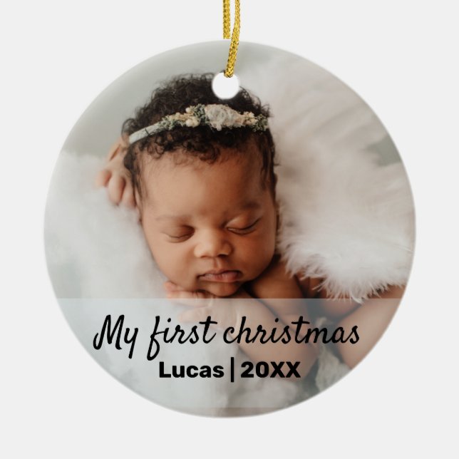 Cute baby's first christmas  ceramic ornament (Front)
