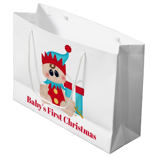 Cute baby's first Christmas party Large Gift Bag (Front Angled)