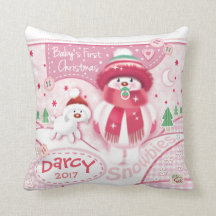 Cute Baby's First Christmas Pillow for Girls