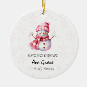 Cute Baby's First Christmas Winter Snowman  Ceramic Ornament