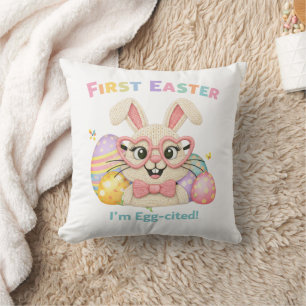 Cute Baby's First Easter Egg-cited Bunny Cushion