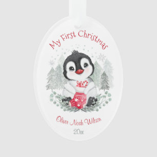 Cute Baby's First Oval Christmas Acrylic Ornament