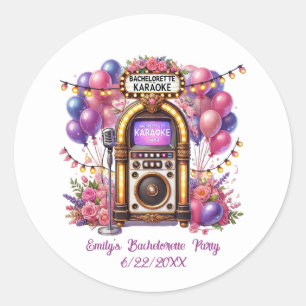 Cute Bachelorette Party add name date Classic Round Sticker