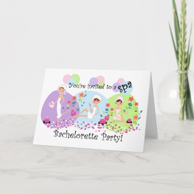 Cute Bachelorette Party Spa Invitations (Front)