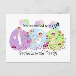 Cute Bachelorette Party Spa Postcard Invitations