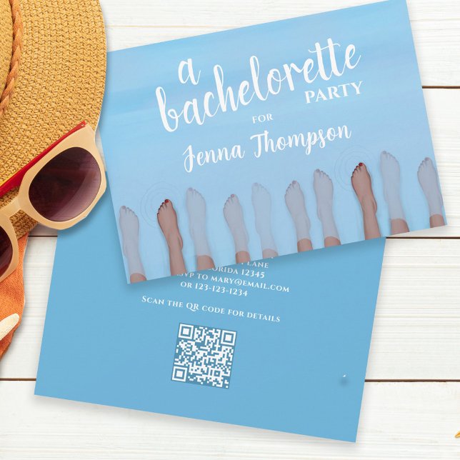 Cute Bachelorette Party Watercolor Spa QR Code Invitation (Creator Uploaded)
