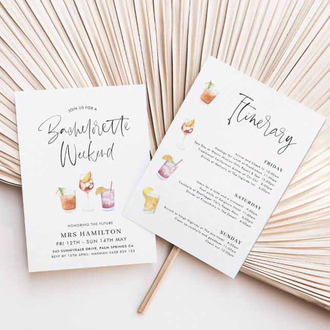 Cute Bachelorette Weekend Itinerary Cocktail Invitation (Creator Uploaded)
